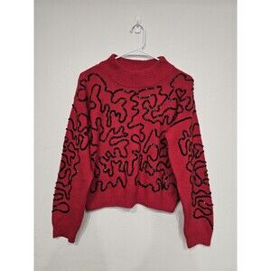 Bravo Vtg Red Sequin Women's Sweater Size Small
